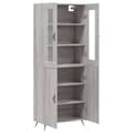 Miniatyrbilde 3 av 11: vidaXL Highboard grå sonoma 69,5x34x180 cm konstruert tre