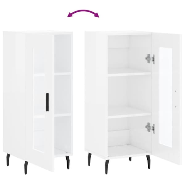 vidaXL skænk 34,5x34x90 cm konstrueret træ hvid højglans