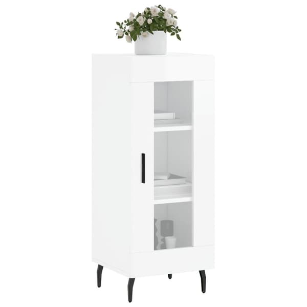 vidaXL skænk 34,5x34x90 cm konstrueret træ hvid højglans