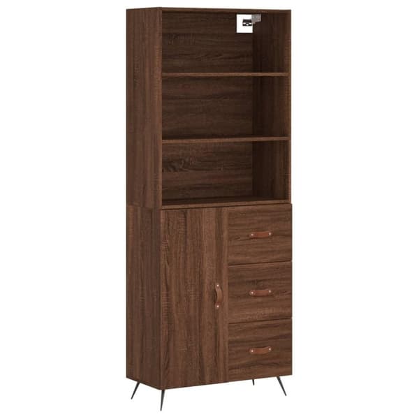 vidaXL højskab 69,5x34x180 cm konstrueret træ brun egetræsfarve