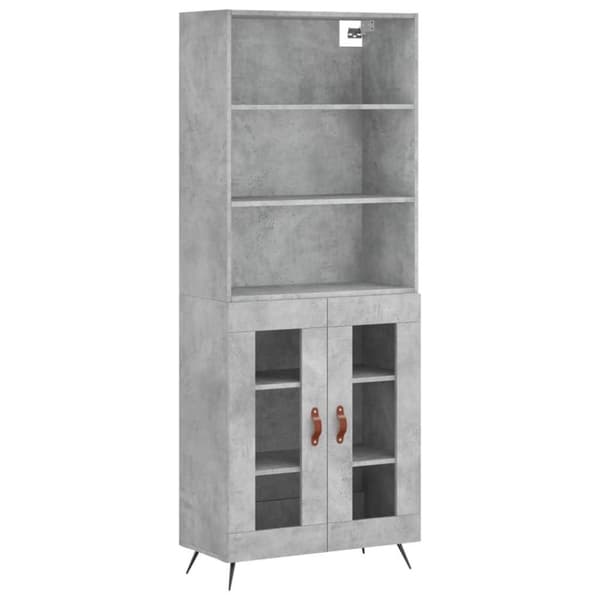 vidaXL Highboard betonggrå 69,5x34x180 cm konstruert tre