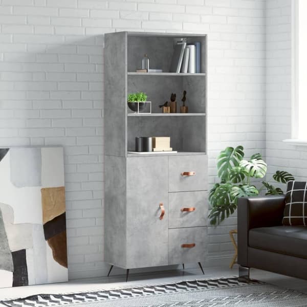 vidaXL højskab 69,5x34x180 cm konstrueret træ betongrå