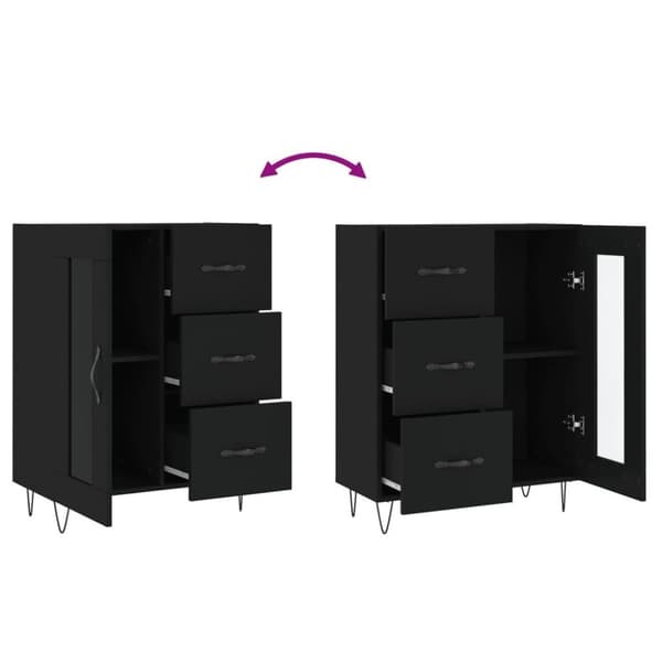 vidaXL Skjenk svart 69,5x34x90 cm konstruert tre