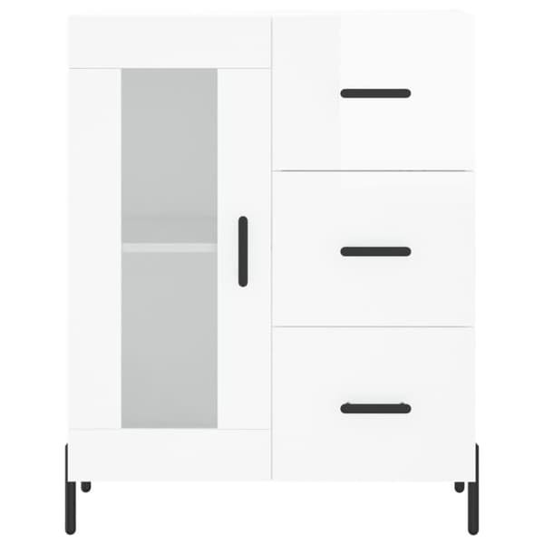 vidaXL skænk 69,5x34x90 cm konstrueret træ hvid højglans