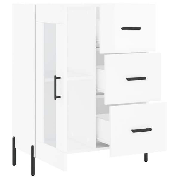 vidaXL skænk 69,5x34x90 cm konstrueret træ hvid højglans
