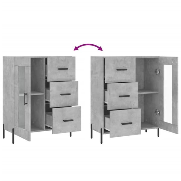 vidaXL Skjenk betonggrå 69,5x34x90 cm konstruert tre