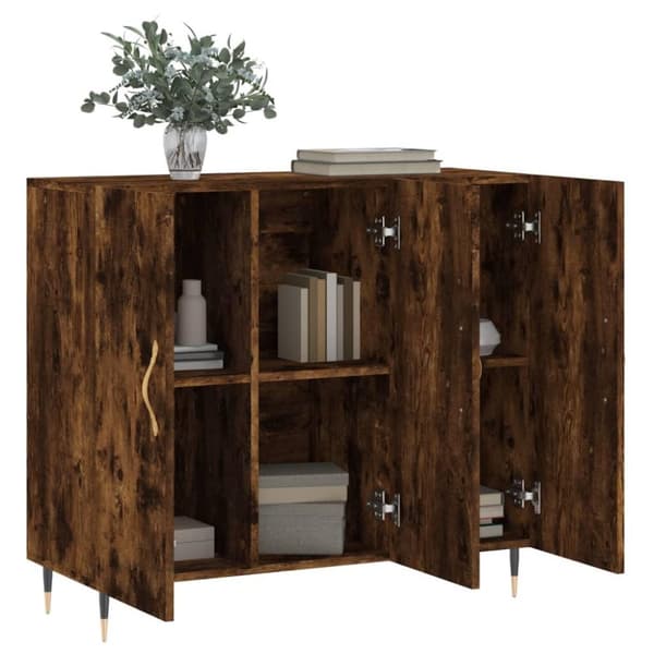 vidaXL Byrå rökfärgad ek 90x34x80 cm konstruerat trä