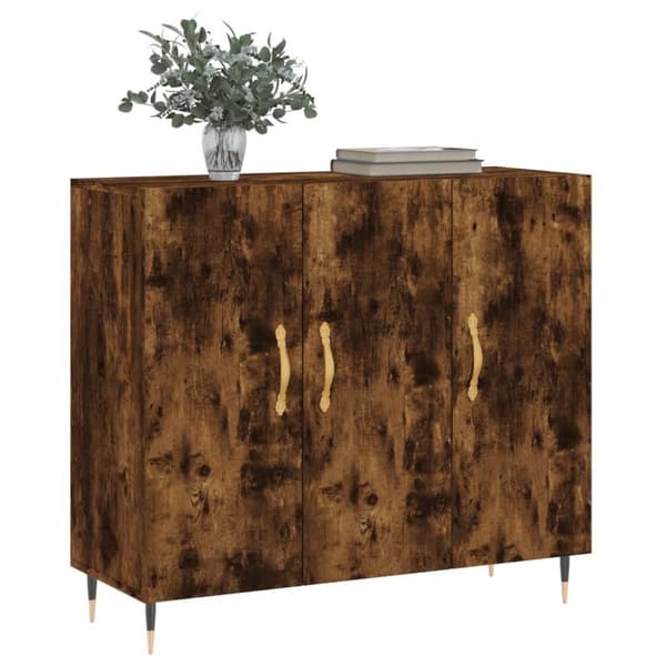 vidaXL Byrå rökfärgad ek 90x34x80 cm konstruerat trä