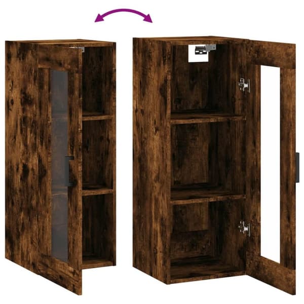 vidaXL vægskab 34,5x34x90 cm røget egetræsfarve