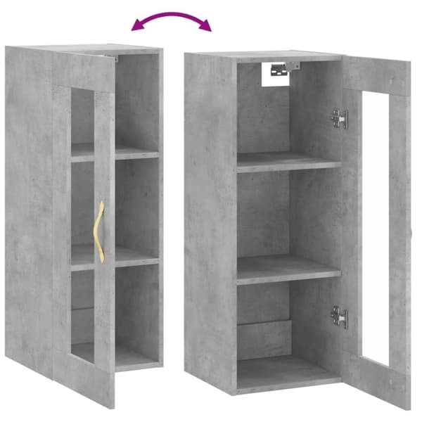 vidaXL vægskab 34,5x34x90 cm betongrå