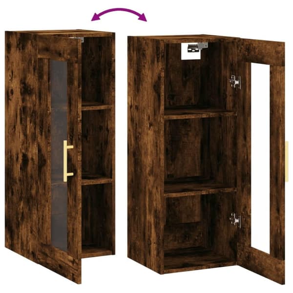 vidaXL vægskab 34,5x34x90 cm røget egetræsfarve