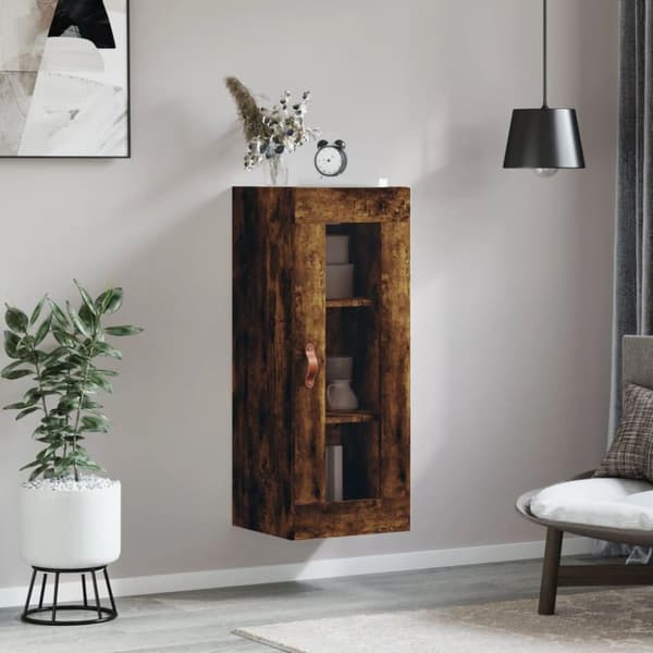 vidaXL Veggskap røkt eik 34,5x34x90 cm