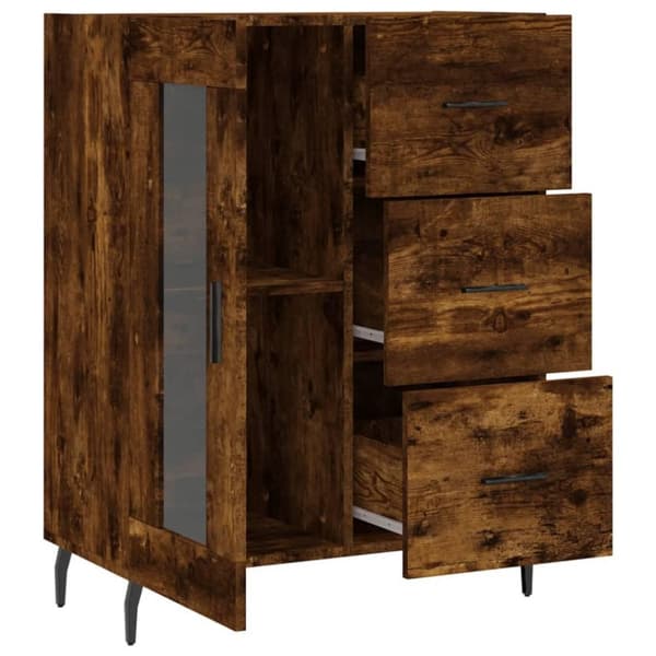 vidaXL Skänk rökfärgad ek 69,5x34x90 cm konstruerat trä