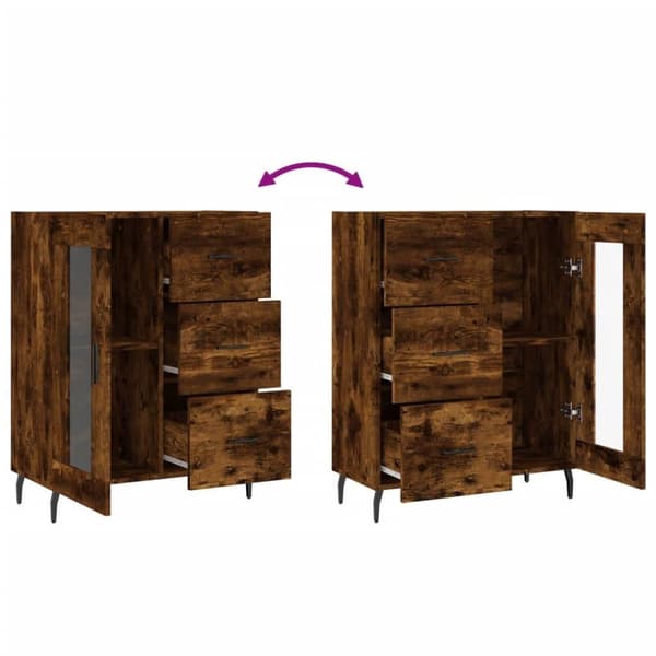 vidaXL Skänk rökfärgad ek 69,5x34x90 cm konstruerat trä