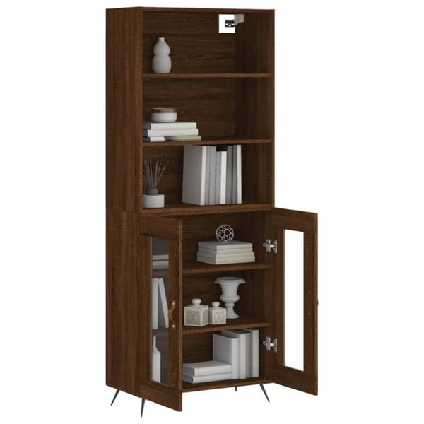 vidaXL Highboard brun eik 69,5x34x180 cm konstruert tre