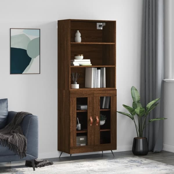 vidaXL højskab 69,5x34x180 cm konstrueret træ brun egetræsfarve