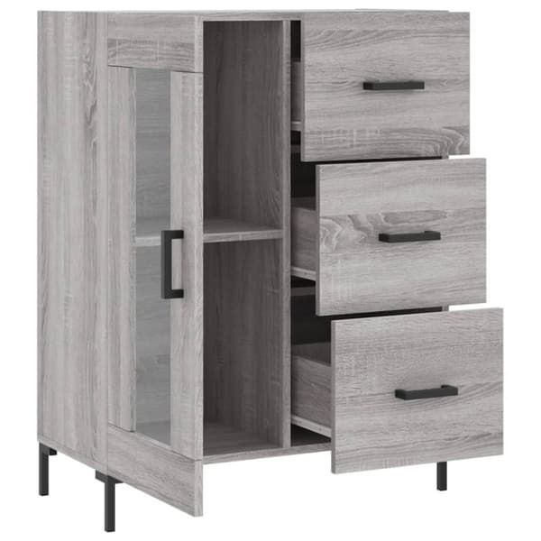 vidaXL skænk 69,5x34x90 cm konstrueret træ grå sonoma-eg