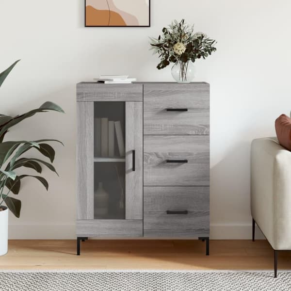 vidaXL skænk 69,5x34x90 cm konstrueret træ grå sonoma-eg