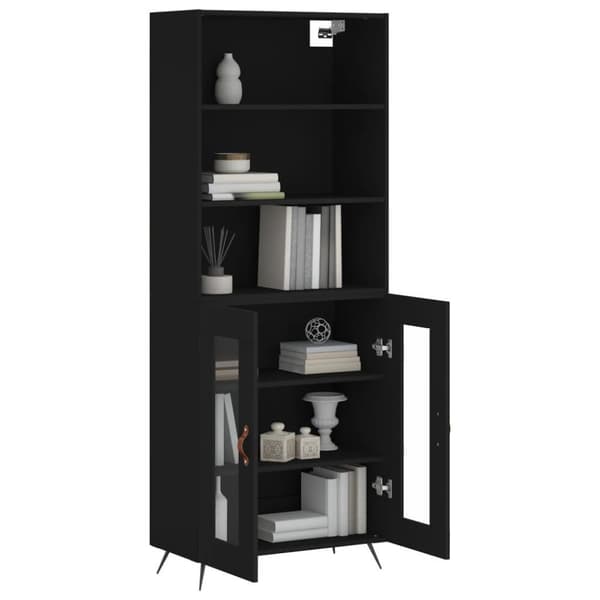 vidaXL Highboard svart 69,5x34x180 cm konstruert tre