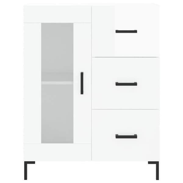 vidaXL skænk 69,5x34x90 cm konstrueret træ hvid højglans