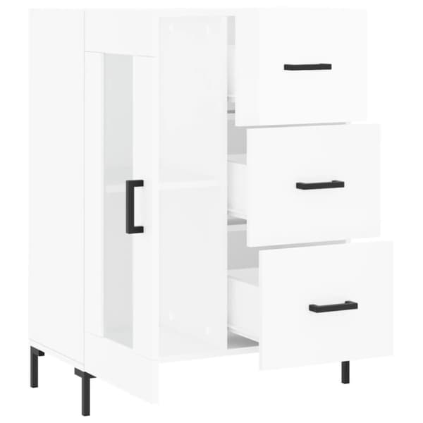 vidaXL skænk 69,5x34x90 cm konstrueret træ hvid højglans