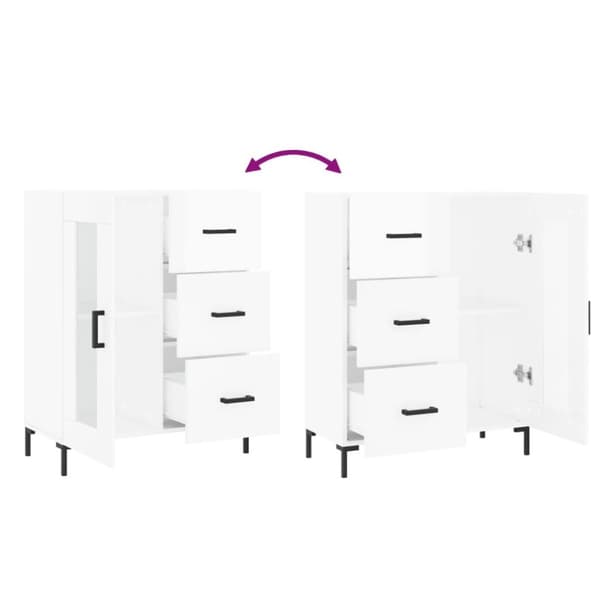 vidaXL skænk 69,5x34x90 cm konstrueret træ hvid højglans