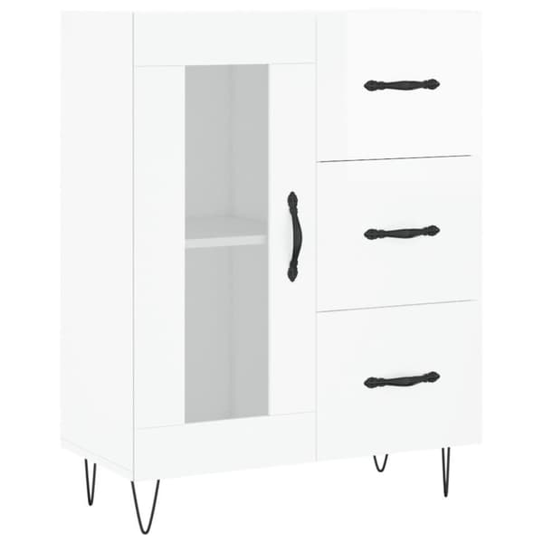 vidaXL skænk 69,5x34x90 cm konstrueret træ hvid højglans