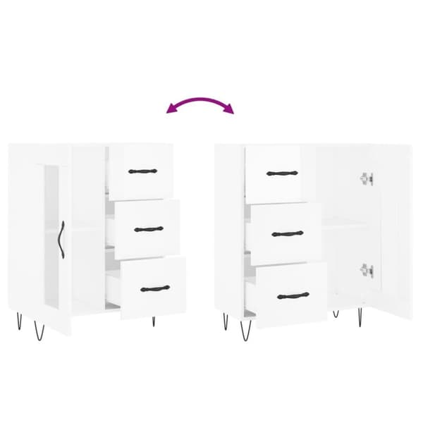 vidaXL Skänk vit högglans 69,5x34x90 cm konstruerat trä