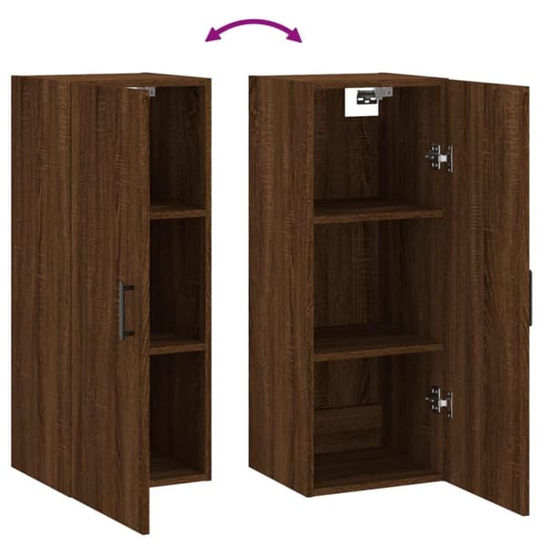 vidaXL Veggskap brun eik 34,5x34x90 cm