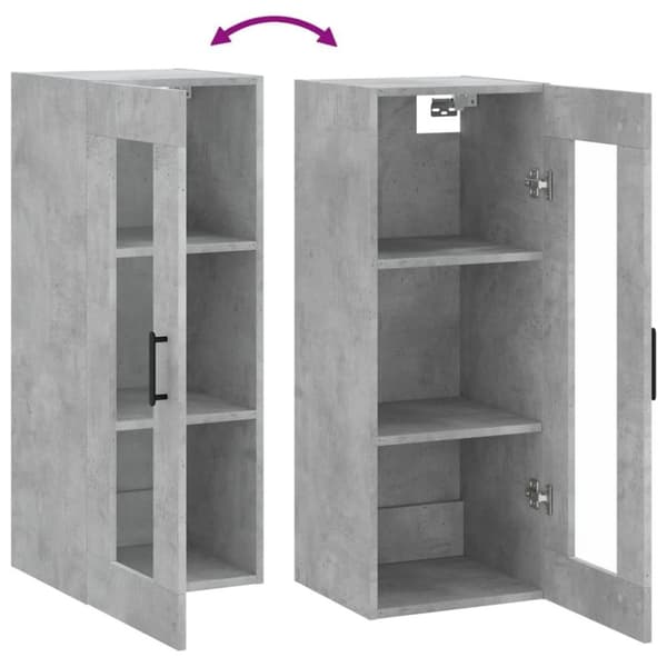 vidaXL Veggskap betonggrå 69,5x34x90 cm