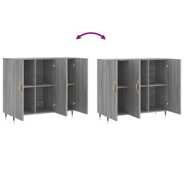 vidaXL skab 90x34x80 cm konstrueret træ grå sonoma-eg