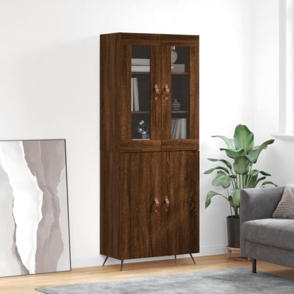 vidaXL højskab 69,5x34x180 cm konstrueret træ brun egetræsfarve