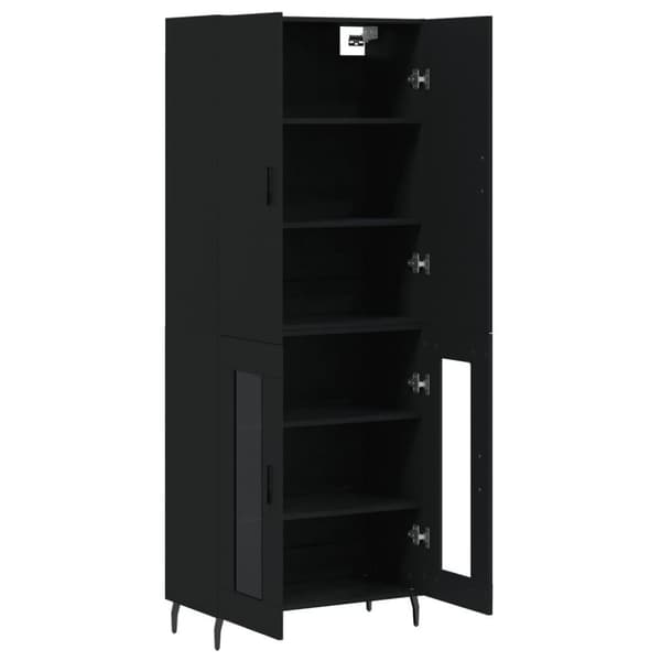vidaXL højskab 69,5x34x180 cm konstrueret træ sort