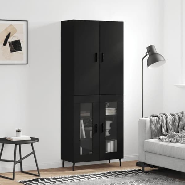 vidaXL højskab 69,5x34x180 cm konstrueret træ sort