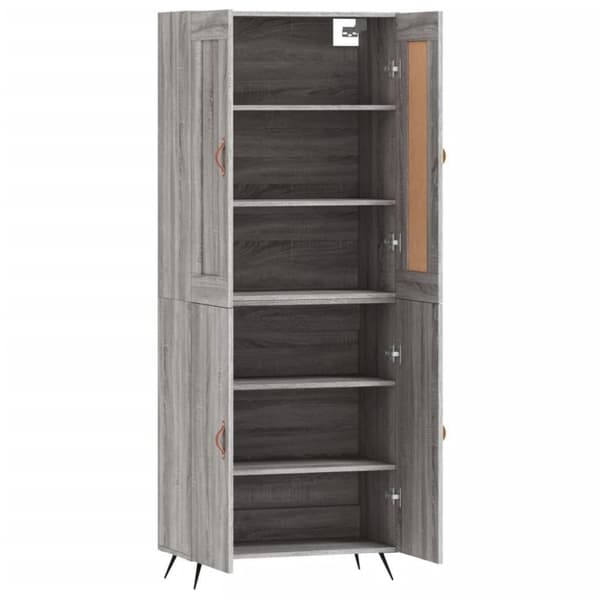 vidaXL højskab 69,5x34x180 cm konstrueret træ grå sonoma-eg