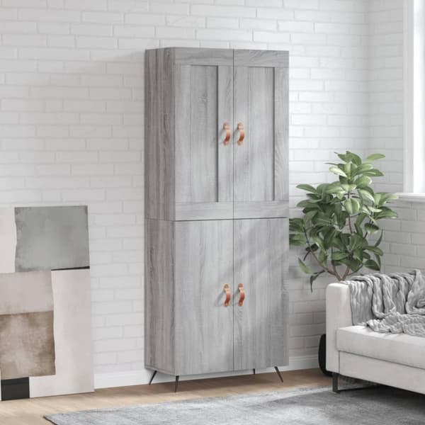 vidaXL højskab 69,5x34x180 cm konstrueret træ grå sonoma-eg