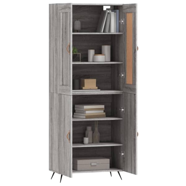 vidaXL højskab 69,5x34x180 cm konstrueret træ grå sonoma-eg