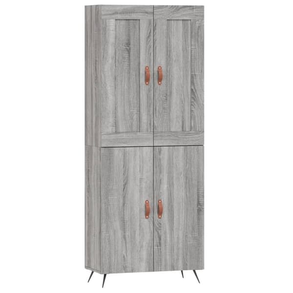 vidaXL højskab 69,5x34x180 cm konstrueret træ grå sonoma-eg