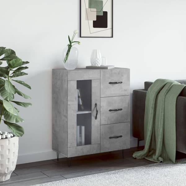 vidaXL skænk 69,5x34x90 cm konstrueret træ betongrå