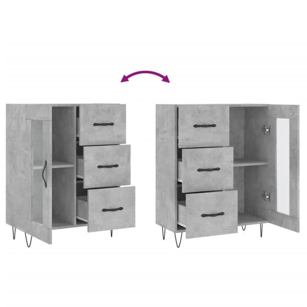 vidaXL Skänk betonggrå 69,5x34x90 cm konstruerat trä