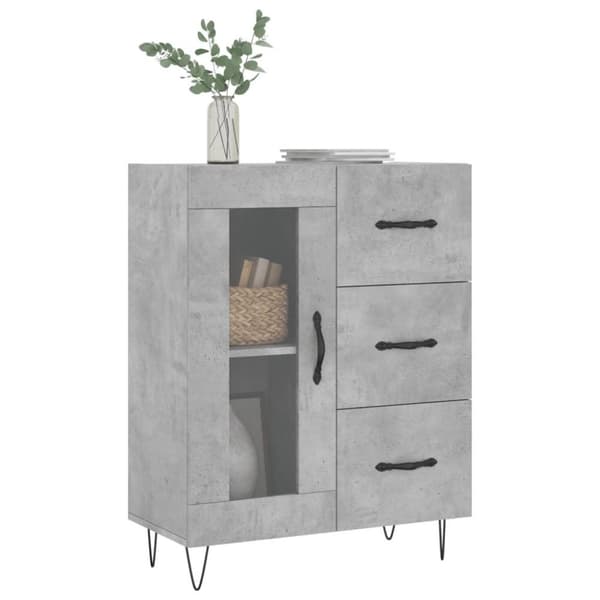 vidaXL Skänk betonggrå 69,5x34x90 cm konstruerat trä