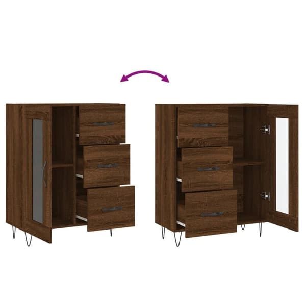 vidaXL Skjenk brun eik 69,5x34x90 cm konstruert tre