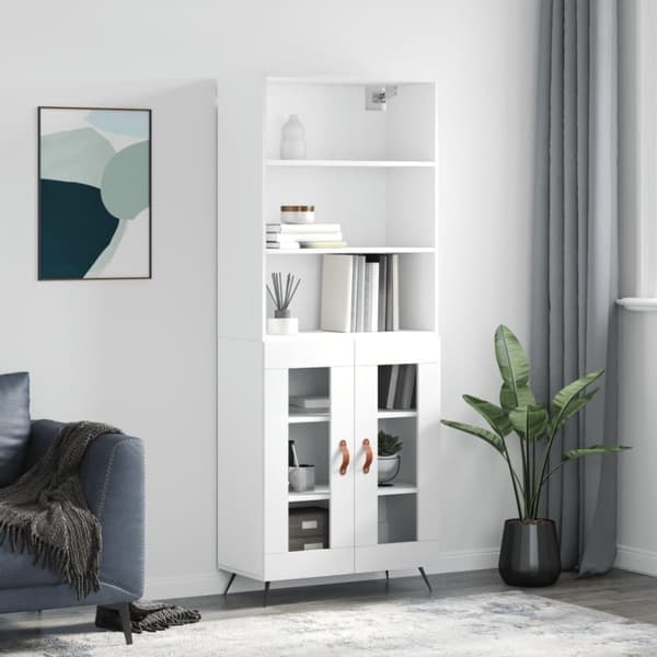 vidaXL højskab 69,5x34x180 cm konstrueret træ hvid