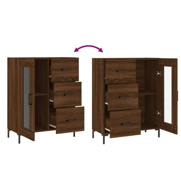 vidaXL Skjenk brun eik 69,5x34x90 cm konstruert tre