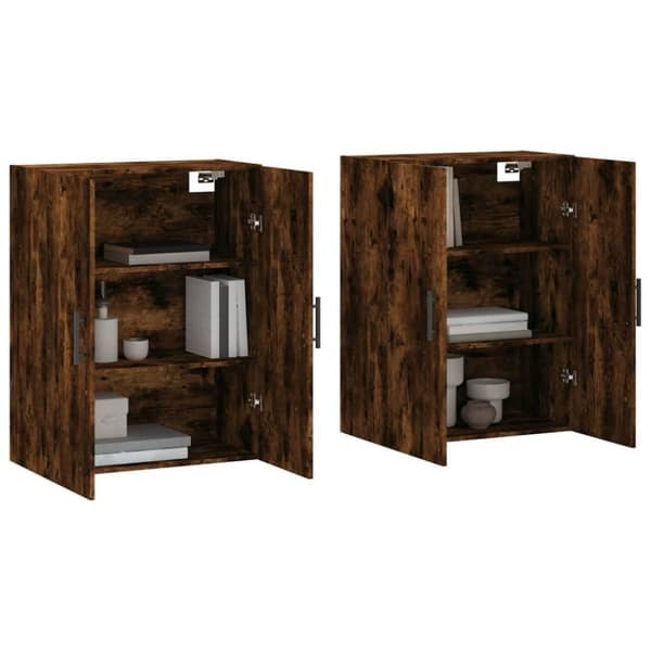 vidaXL vægskabe 2 stk. 69,5x34x90 cm røget sonoma-eg