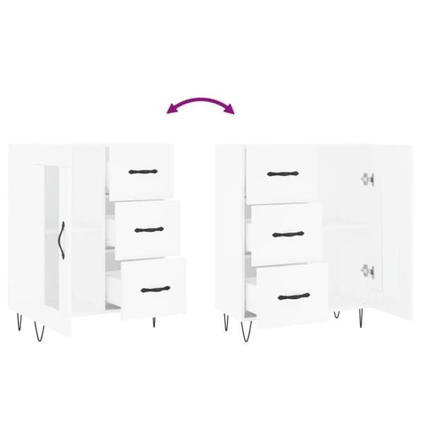 vidaXL Skjenk hvit 69,5x34x90 cm konstruert tre