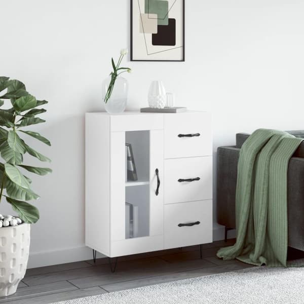 vidaXL skænk 69,5x34x90 cm konstrueret træ hvid