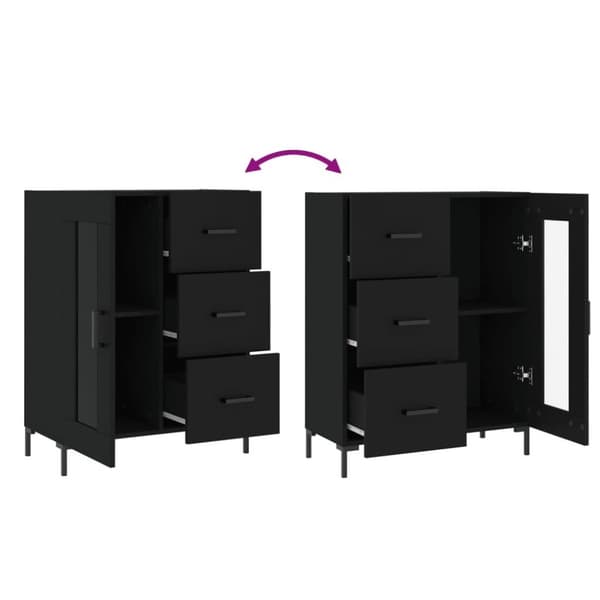 vidaXL Skjenk svart 69,5x34x90 cm konstruert tre