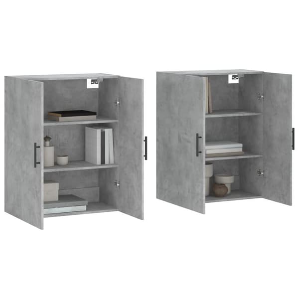 vidaXL vægskabe 2 stk. 69,5x34x90 cm betongrå