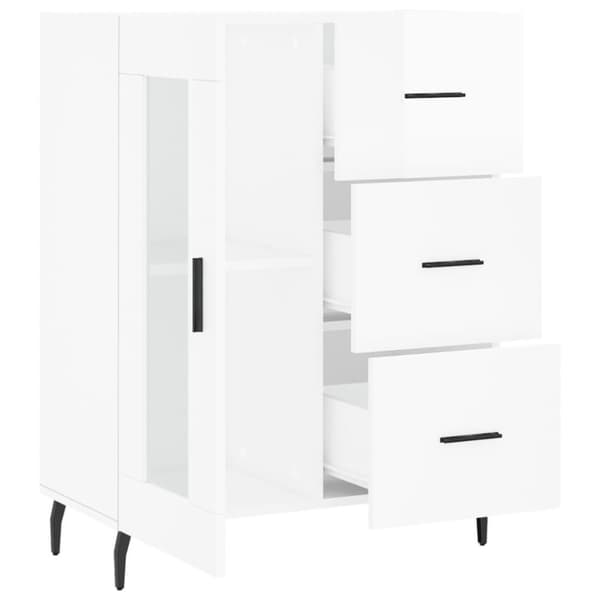 vidaXL Skjenk høyglans hvit 69,5x34x90 cm konstruert tre